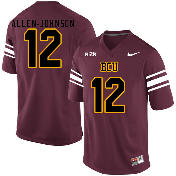 Men-Youth #12 Dacarri Allen-Johnson Bethune-Cookman Wildcats 2023 College Football Jerseys Stitched-